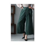 グリーン | リボンデザインのアンクルワイドパンツ レディース ファッション | Sawa a la mode
