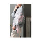 グレー | 大輪の薔薇を着飾るスリーブ付きニットストールカーディガン レディース ファッション | Sawa a la mode