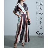 マルチ | レトロモダンな掠れペイントの魅力ストライプ柄オールインワン レディース | Sawa a la mode