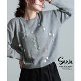 グレー | さり気ない煌めきスパンコールニット レディース ファッション | Sawa a la mode