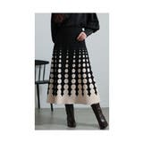 ベージュ | キャッチーなレトロ感ドット柄ニットスカート レディース ファッション | Sawa a la mode