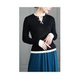 ブラック | 1枚でこなれる重ね着風リブニットトップス レディース ファッション | Sawa a la mode