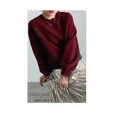 レッド | 着痩せる配色もっちりニットプルオーバー レディース ファッション | Sawa a la mode