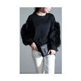 ブラック | 華やかさを乗せるレーススリーブプルオーバー レディース ファッション | Sawa a la mode