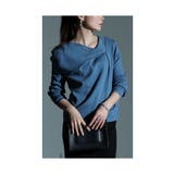 ブルー | ヒトクセでこなれるタックネックライトニットソー レディース ファッション | Sawa a la mode