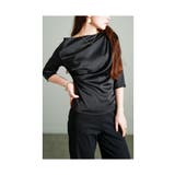 ブラック | 着るだけ高見えドレープサテンカットソー レディース ファッション | Sawa a la mode