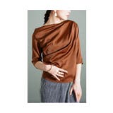ブラウン | 着るだけ高見えドレープサテンカットソー レディース ファッション | Sawa a la mode
