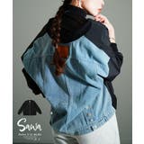 ブラック | こなれるスパイス加える異素材ドッキングブルゾン レディース ファッション | Sawa a la mode