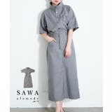 グレー | 都会的スタイリッシュなハイネックシャツワンピース レディース ファッション | Sawa a la mode