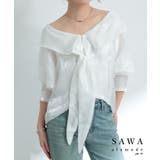 ホワイト | ラグジュアリーに着映えるリボンタイ付きプルオーバー レディース ファッション | Sawa a la mode