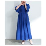 ブルー | 気分が高揚する色彩プリーツ切替フレアワンピース レディース ファッション | Sawa a la mode