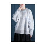 グレー | 上品さが奏で合う花柄ラメシャギーニット レディース ファッション | Sawa a la mode