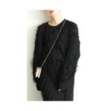 ブラック | 着映える旬顔フリンジストライプニット レディース ファッション | Sawa a la mode