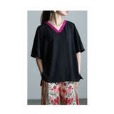 ピンク | コーデを選ばない万能さ配色ライントップス レディース ファッション | Sawa a la mode