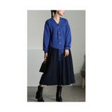 ブルー | 遊び心を込めた異素材カーディガンワンピース レディース ファッション | Sawa a la mode