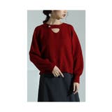 レッド | リッチに煌めくキーホールラメニット レディース ファッション | Sawa a la mode