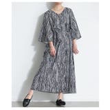 ブラック | 楊柳柄で着映えるベルト付きフレアワンピース レディース ファッション | Sawa a la mode