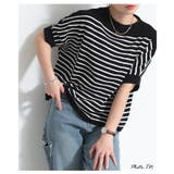 ブラック | トレンドに左右されないボーダーニットドルマンカットソー レディース ファッション | Sawa a la mode