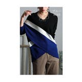 ブルー | 着痩せに導く日本製配色スリットニット レディース トップス | Sawa a la mode