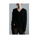 ブラック | ひとくせで体型カバーを叶えるクロスリブニット レディース ファッション | Sawa a la mode