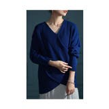 ブルー | ひとくせで体型カバーを叶えるクロスリブニット レディース ファッション | Sawa a la mode