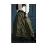 カーキ | 垢抜け大人のミリタリーフレア艶スカート レディース ファッション | Sawa a la mode