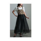 ベージュ | トレンドムードを纏う異素材シフォンジャンスカ レディース ファッション | Sawa a la mode