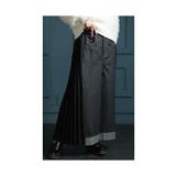 ブラック | 甘さを重ねるプリーツ異素材ワイドデニムパンツ レディース ファッション | Sawa a la mode