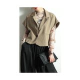 ベージュ | 垢抜けマニッシュなショート丈ジレジャケット レディース ファッション | Sawa a la mode