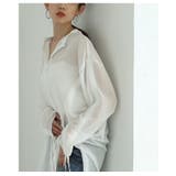 ホワイト | ヘルシーな透け感を纏う袖リボンドロストシャツブラウス レディース ファッション | Sawa a la mode