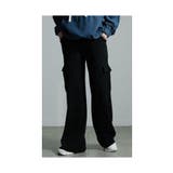 ブラック | スパイシーな大人スタイルニットカーゴパンツ レディース ファッション | Sawa a la mode