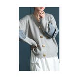 グレー | 遊び心を刺激する異素材ニットカーディガン レディース ファッション | Sawa a la mode