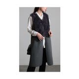 チャコール | 纏えば旬顔スタイル異素材シャギーボアジレ レディース ファッション | Sawa a la mode