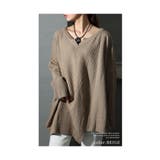 ベージュ | 大人なモードさ漂う切替ジャガードニット トップス レディース | Sawa a la mode