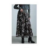 ブラック | 大人な華やぎ花柄メッシュフレアスカート レディース ファッション | Sawa a la mode