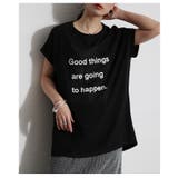 ブラック | ランクアップする異素材プリントTシャツ レディース ファッション | Sawa a la mode
