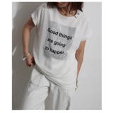ホワイト | ランクアップする異素材プリントTシャツ レディース ファッション | Sawa a la mode