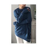 ブルー | スタイリッシュに体型カバーする変形ドルマンニット レディース ファッション | Sawa a la mode