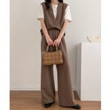 スキッパネックノースリーブブラウス&ウエストタックセミワイドパンツセットアップ | ABITOKYO | 詳細画像1