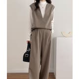 スキッパネックノースリーブブラウス&ウエストタックセミワイドパンツセットアップ | ABITOKYO | 詳細画像11