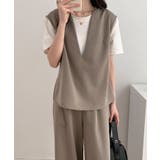 スキッパネックノースリーブブラウス&ウエストタックセミワイドパンツセットアップ | ABITOKYO | 詳細画像12