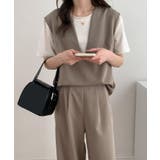 スキッパネックノースリーブブラウス&ウエストタックセミワイドパンツセットアップ | ABITOKYO | 詳細画像14