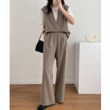 スキッパネックノースリーブブラウス&ウエストタックセミワイドパンツセットアップ | ABITOKYO | 詳細画像17