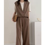 スキッパネックノースリーブブラウス&ウエストタックセミワイドパンツセットアップ | ABITOKYO | 詳細画像2