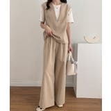 スキッパネックノースリーブブラウス&ウエストタックセミワイドパンツセットアップ | ABITOKYO | 詳細画像20