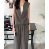 スキッパネックノースリーブブラウス&ウエストタックセミワイドパンツセットアップ | ABITOKYO | 詳細画像34