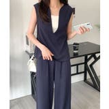 スキッパネックノースリーブブラウス&ウエストタックセミワイドパンツセットアップ | ABITOKYO | 詳細画像36