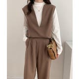 スキッパネックノースリーブブラウス&ウエストタックセミワイドパンツセットアップ | ABITOKYO | 詳細画像4