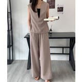 スキッパネックノースリーブブラウス&ウエストタックセミワイドパンツセットアップ | ABITOKYO | 詳細画像42