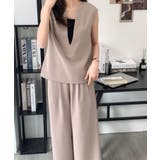 スキッパネックノースリーブブラウス&ウエストタックセミワイドパンツセットアップ | ABITOKYO | 詳細画像43